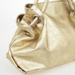 Pre Owned Furla Gold Metallic Leather Carmen Shopper Tote
