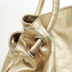 Pre Owned Furla Gold Metallic Leather Carmen Shopper Tote