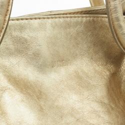 Pre Owned Furla Gold Metallic Leather Carmen Shopper Tote