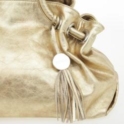 Pre Owned Furla Gold Metallic Leather Carmen Shopper Tote