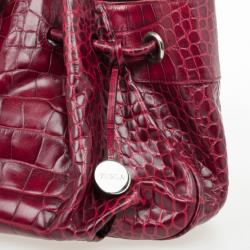 Furla Cherry Croc Embossed Leather 'New Shopper' Hobo