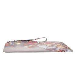 Pre Owned Furla Multicolor Printed Leather Wristlet Pouch