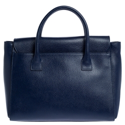 Pre Owned Furla Navy Blue Leather Large Metropolis Satchel
