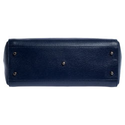 Pre Owned Furla Navy Blue Leather Large Metropolis Satchel