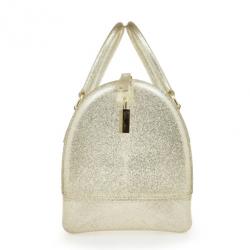 Pre Owned Furla Silver Glitter Candy Rubber Satchel