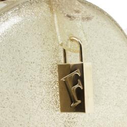 Pre Owned Furla Silver Glitter Candy Rubber Satchel