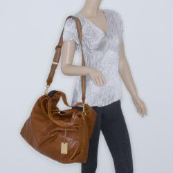 Furla Camel Pebbled Leather Salome Large Hobo