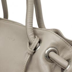 Pre Owned Furla Grey Leather 'Carmen XL' Shopper Tote