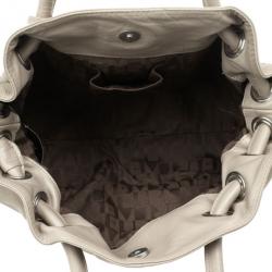 Pre Owned Furla Grey Leather 'Carmen XL' Shopper Tote