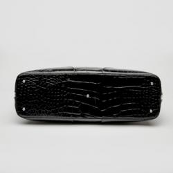 Pre Owned Furla Black Croc Embossed Dome Satchel