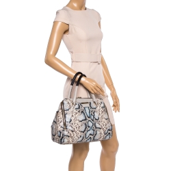 Pre Owned Furla Multicolor Python Embossed Leather Satchel