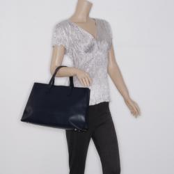 Pre Owned Furla Large Black Leather Tote 