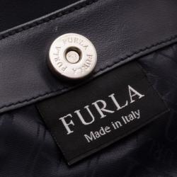 Pre Owned Furla Large Black Leather Tote 