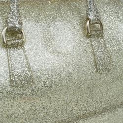 Pre Owned Furla Gold Glitter Rubber Candy Satchel Bag