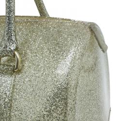 Pre Owned Furla Gold Glitter Rubber Candy Satchel Bag
