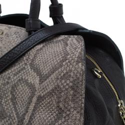 Pre Owned Furla Beige/Brown Python Embossed Leather Venus Satchel