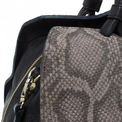 Pre Owned Furla Beige/Brown Python Embossed Leather Venus Satchel