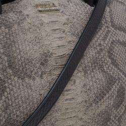 Pre Owned Furla Beige/Brown Python Embossed Leather Venus Satchel