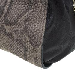 Pre Owned Furla Beige/Brown Python Embossed Leather Venus Satchel