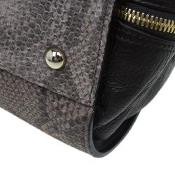 Pre Owned Furla Beige/Brown Python Embossed Leather Venus Satchel