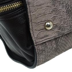 Pre Owned Furla Beige/Brown Python Embossed Leather Venus Satchel