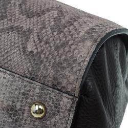 Pre Owned Furla Beige/Brown Python Embossed Leather Venus Satchel