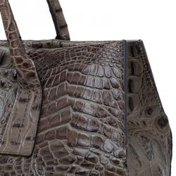Pre Owned Furla Brown Croc Embossed Leather Onyx Tote