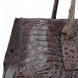 Pre Owned Furla Brown Croc Embossed Leather Onyx Tote