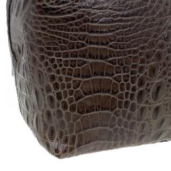Pre Owned Furla Brown Croc Embossed Leather Onyx Tote