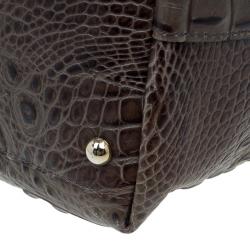 Pre Owned Furla Brown Croc Embossed Leather Onyx Tote