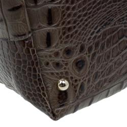 Pre Owned Furla Brown Croc Embossed Leather Onyx Tote