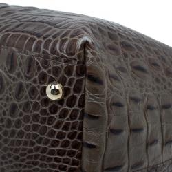 Pre Owned Furla Brown Croc Embossed Leather Onyx Tote