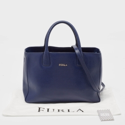 Pre Owned Furla Blue Leather Josi East West Tote