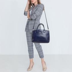 Pre Owned Furla Blue Leather Josi East West Tote