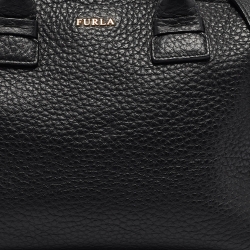 Pre Owned Furla Black Pebbled Leather Small Capriccio Tote
