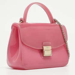 Pre Owned Furla Pink Rubber Mini Metropolis Top Handle Bag