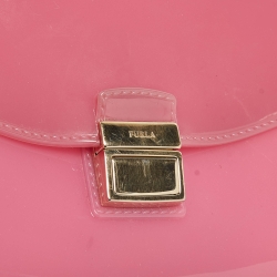 Pre Owned Furla Pink Rubber Mini Metropolis Top Handle Bag