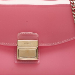 Pre Owned Furla Pink Rubber Mini Metropolis Top Handle Bag