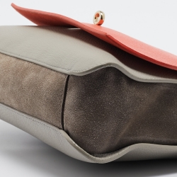 Furla Multicolor Leather and Suede Flap Shoulder Bag