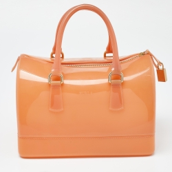 Pre Owned Furla Orange Rubber Candy Satchel
