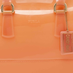 Pre Owned Furla Orange Rubber Candy Satchel