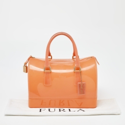 Pre Owned Furla Orange Rubber Candy Satchel