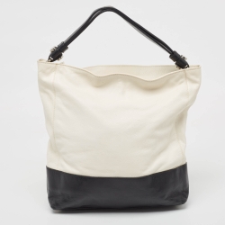 Furla White/Black Leather Hobo