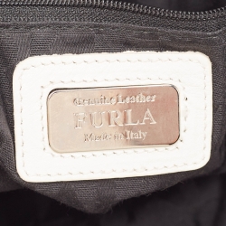 Furla White/Black Leather Hobo