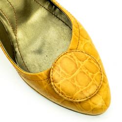 Furla Beige Croc Embossed Button Pumps Size 36