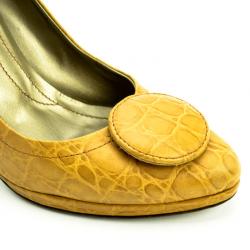 Furla Beige Croc Embossed Button Pumps Size 36