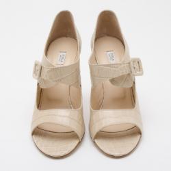Furla Nude Embossed Open Toe Heels Size 40