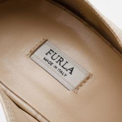 Furla Nude Embossed Open Toe Heels Size 40