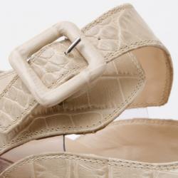 Furla Nude Embossed Open Toe Heels Size 40