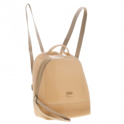 Pre Owned Furla Beige Rubber Small Candy Backpack 